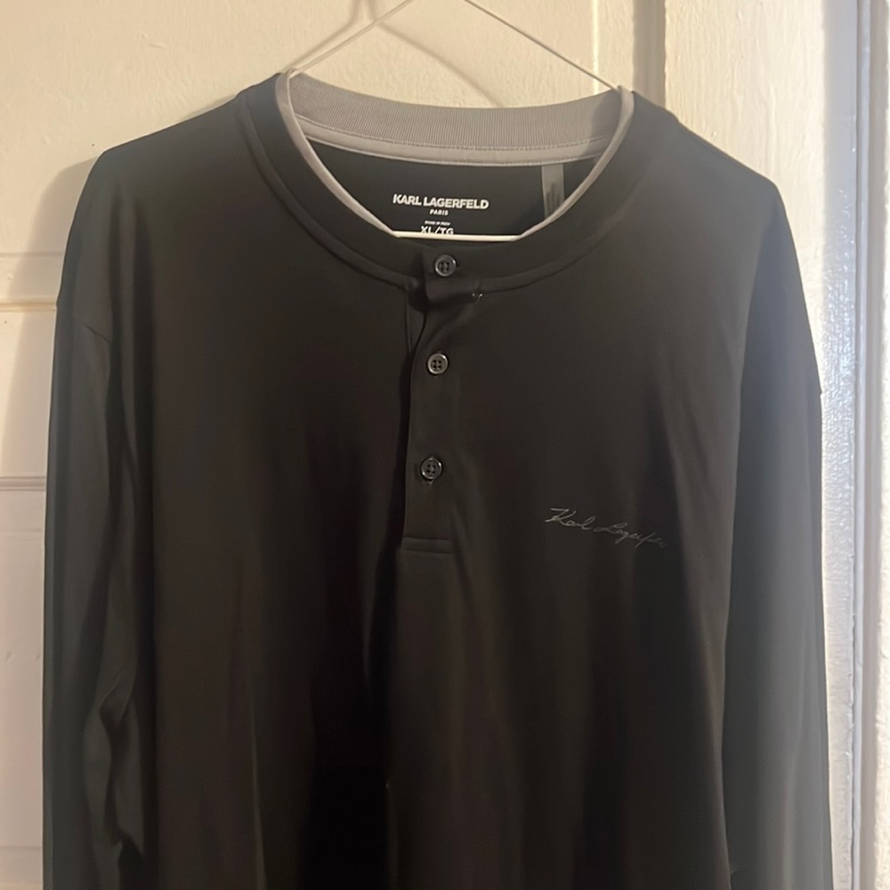 Karl Lagerfeld Paris Long Sleeve Henley men’s shirt 100% Pima cotton (NWT)